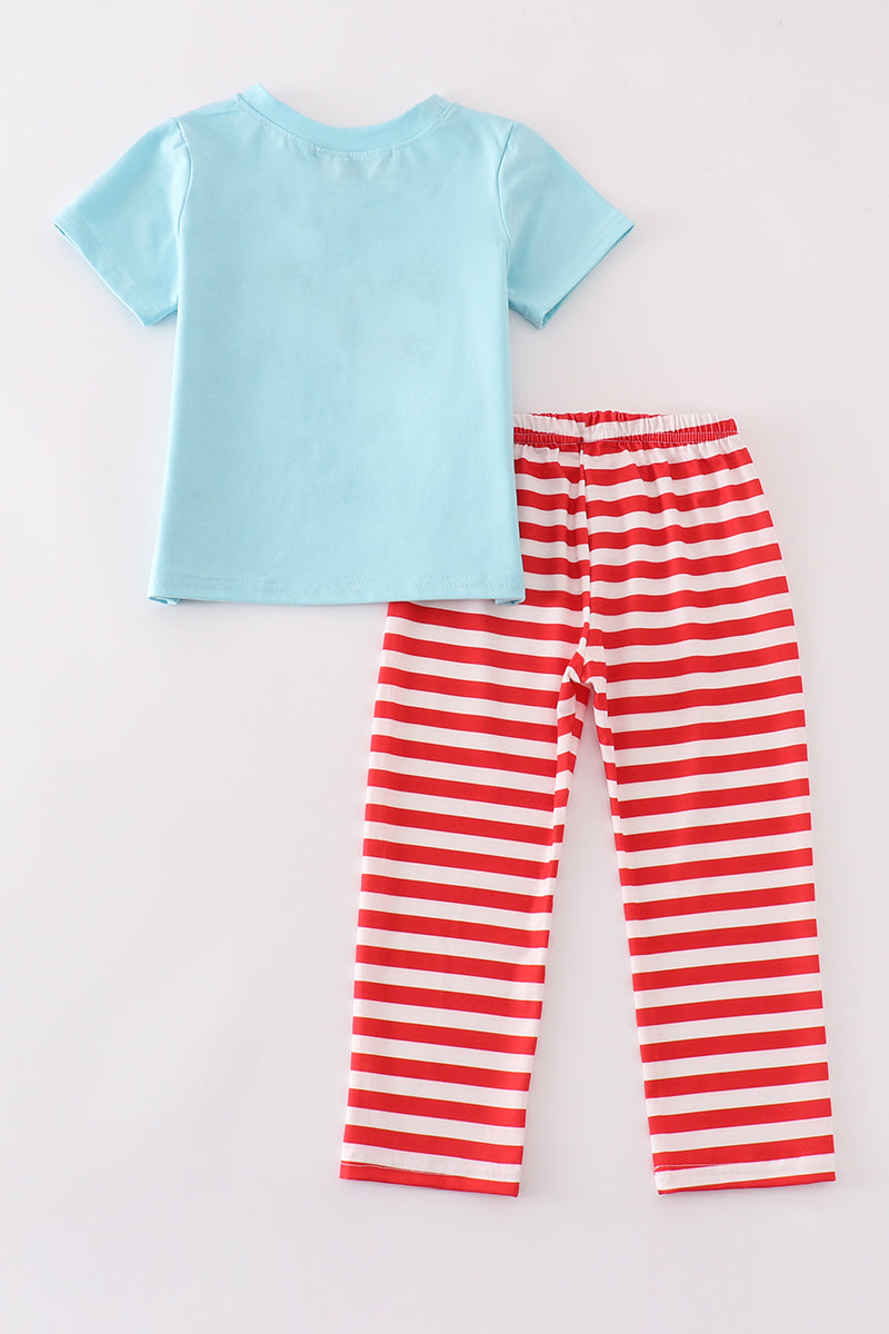 Red stripe chick fil a embroidery boy pants set