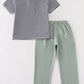 Sage pumpkin embroidery stripe boy set