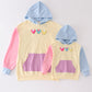 Color blocked character french knot mom & me hoodie top