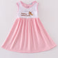 Pink puppy embroidery girl dress