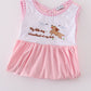 Pink puppy embroidery girl dress