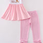 Pink puppy embroidery girl set