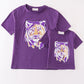 Purple LSU tiger sequin mom&me top