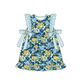 Golden meadow print ruffle girl dress