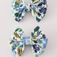 Blue floral print hair bow