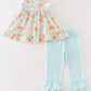 Pumpkin print ruffle girl set