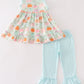 Pumpkin print ruffle girl set