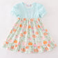 Pumpkin print ruffle girl dress