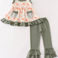 Green pumpkin ruffle girl pants set