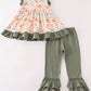 Green pumpkin ruffle girl pants set