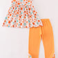 Orange pumpkin print girl ruffle set