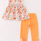 Orange pumpkin print girl ruffle set