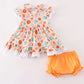 Orange pumpkin print ruffle bloomer set