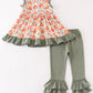 Green pumpkin ruffle girl set