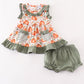 Green pumpkin ruffle baby set