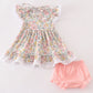 Pink floral print baby bloomers set