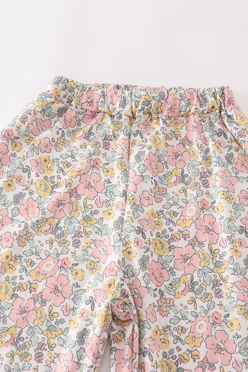 Pink floral print mom pajamas pants