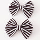 Black stripe piggie hair bow