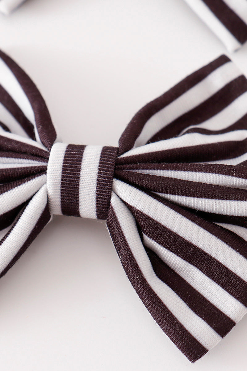 Black stripe piggie hair bow