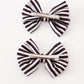 Black stripe piggie hair bow