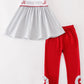 Maroon ROLL TIDE embroidery stripe girl set