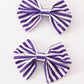 Purple stripe piggie hair bow