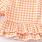 Orange halloween embroidery plaid girl set