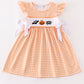 Orange halloween embroidery plaid dress