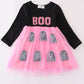 Black halloween boo sequin tutu dress