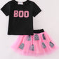 Black halloween boo sequin tutu skorts set