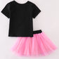 Black halloween boo sequin tutu skorts set