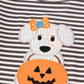 Halloween pumpkin puppy stripe applique girl set