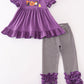 Purple halloween pumpkin BOO applique girl set