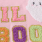 Pink halloween LIL BOO chenille patch girl bubble