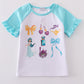 Mint princess bow print girl top