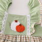 Sage pumpkin french knot ruffle dress