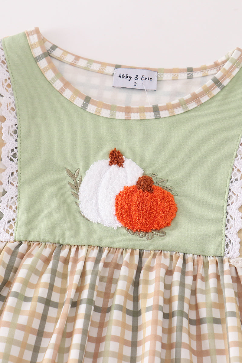 Sage pumpkin french knot girl pants set