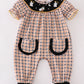 Halloween ghost embroidery plaid girl romper