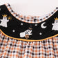 Halloween ghost embroidery plaid girl romper