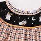 Halloween ghost embroidery plaid girl set