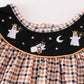 Halloween ghost embroidery plaid dress