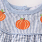 Blue gingham pumpkin embroidery girl bubble