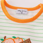 Orange wheelbarrow pumpkin applique stripe girl romper