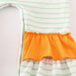 Orange wheelbarrow pumpkin applique stripe girl romper