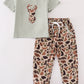 Sage camouflage deer applique pants set