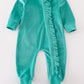 Turquoise velvet girl romper