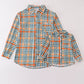 Green plaid dad&me button down shirt