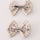 Khaki gingham piggie hair bow