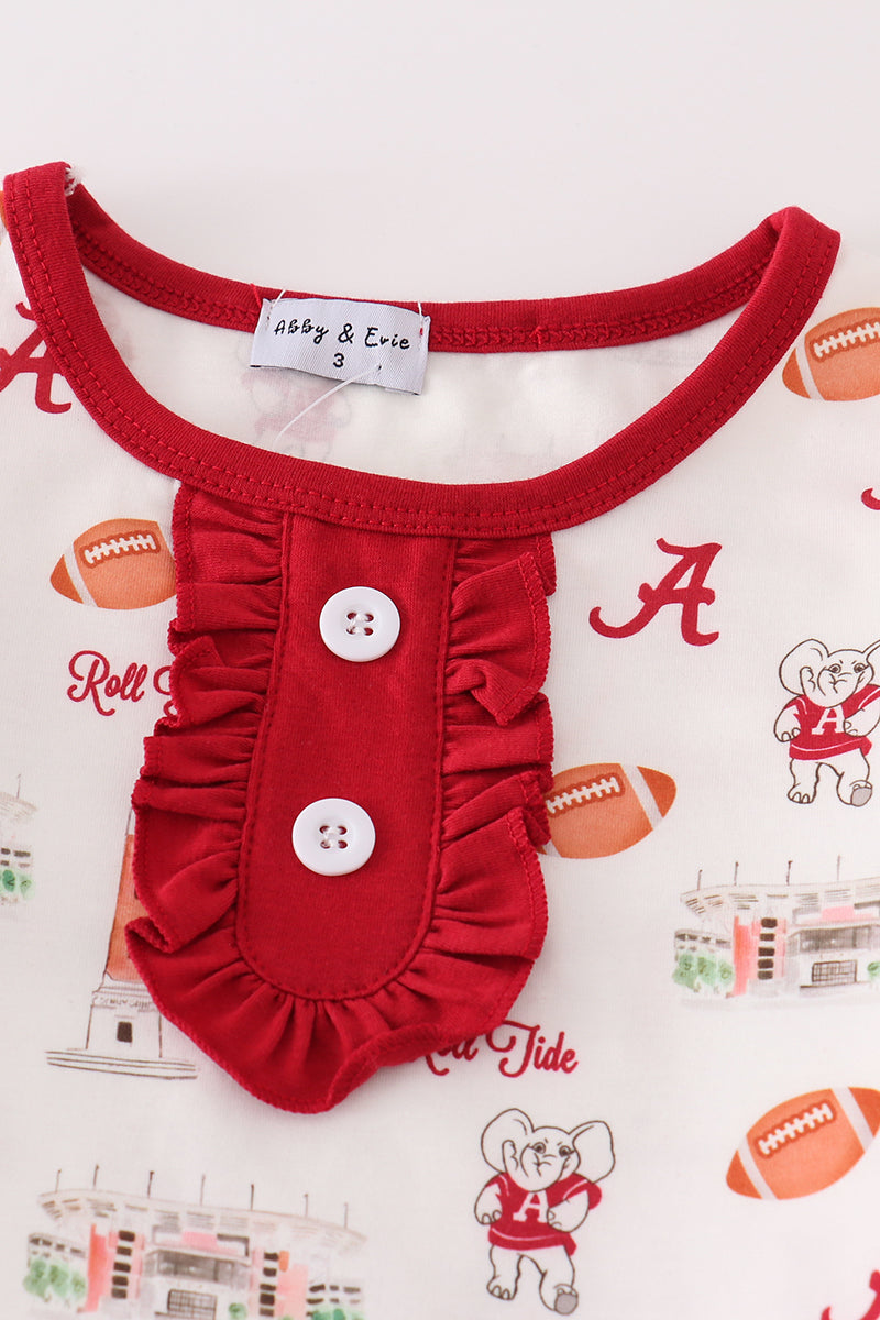 Maroon roll tide football girl set