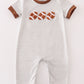 Brown football french knot stripe boy romper